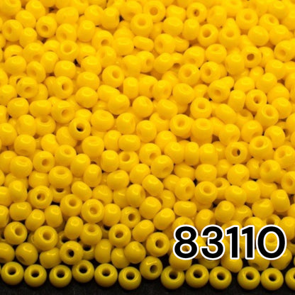 6/0 83110 Preciosa Czech Glass Perler Rocailles 4.1mm. Gul Opaque Natural.