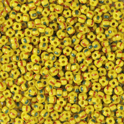 10/0 83150 Preciosa Cseh Üveg Magtartalmú Gyöngyök (Kásagyöngy) Rocailles 2.3mm. Sárga Áttetsző Csíkos.