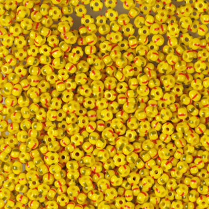 10/0 83590 Preciosa Tjeckiska glaspärlor Rocaillepärlor 2.3mm. Gul ogenomskinlig randig.