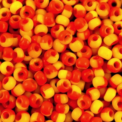 6/0 83780 Preciosa Czech Glass Koraliki Rocailles 4.1mm. Żółto-pomarańczowy harlekin.