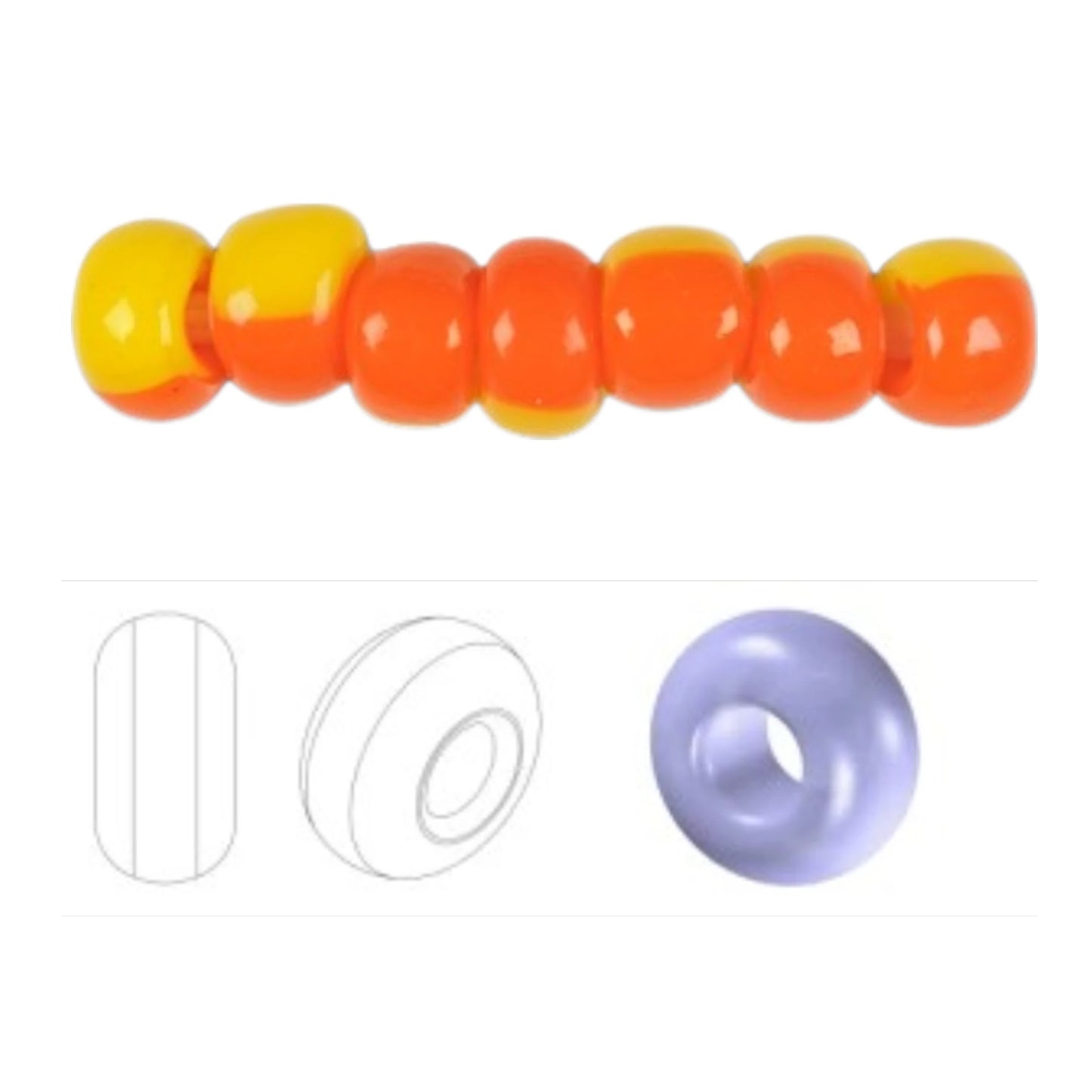 6/0 83780 Preciosa Czech Glass Koraliki Rocailles 4.1mm. Żółto-pomarańczowy harlekin.