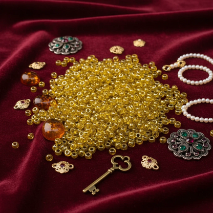 10/0 86010 Preciosa Perles de Rocaille en verre tchèque 2.3mm. Jaune ambre transparent Sfinx.