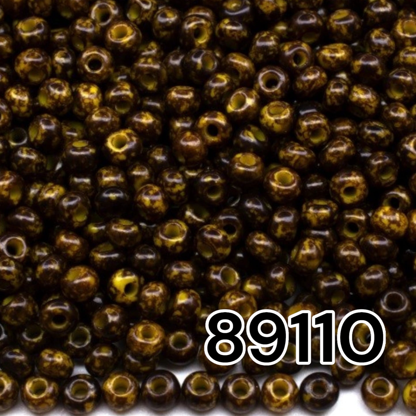 89110 Czech seed beads PRECIOSA round 10/0 Yellow Brown Travertin.