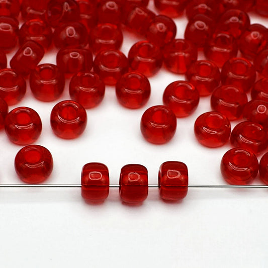 2/0 90070 Preciosa Seed Beads Red. Transparent Natural.