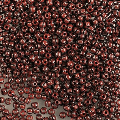 10/0 93050 Preciosa Чеський Скляний Бісер Рокайль 2.3mm. Коричнево-червоні смугасті.