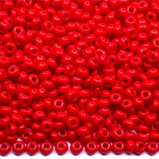 10/0 93170 Preciosa Czech Glass Seed Beads Rocailles 2.3mm. Opaque red.