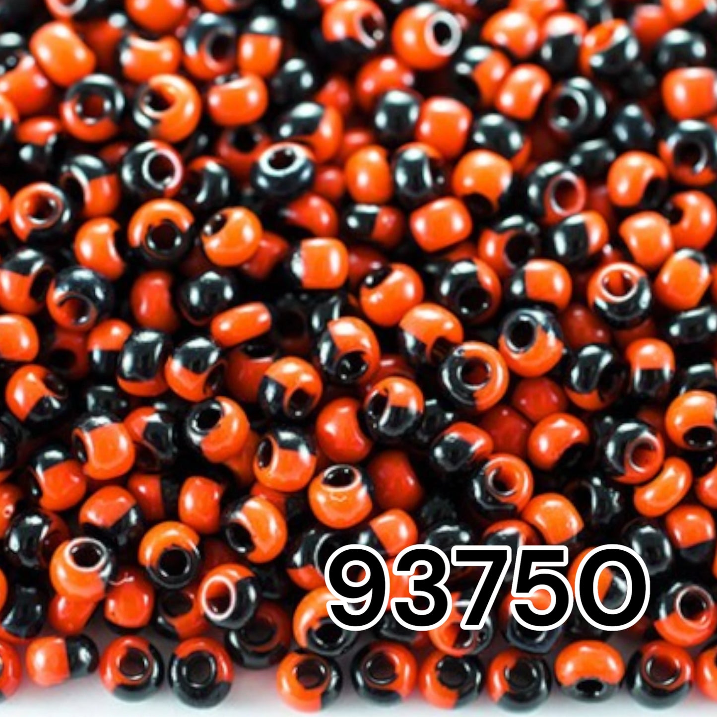6/0 93750 Preciosa Tjekkiske Glas Perler Rocailles 4.1mm. Sort Orange Harlequin.