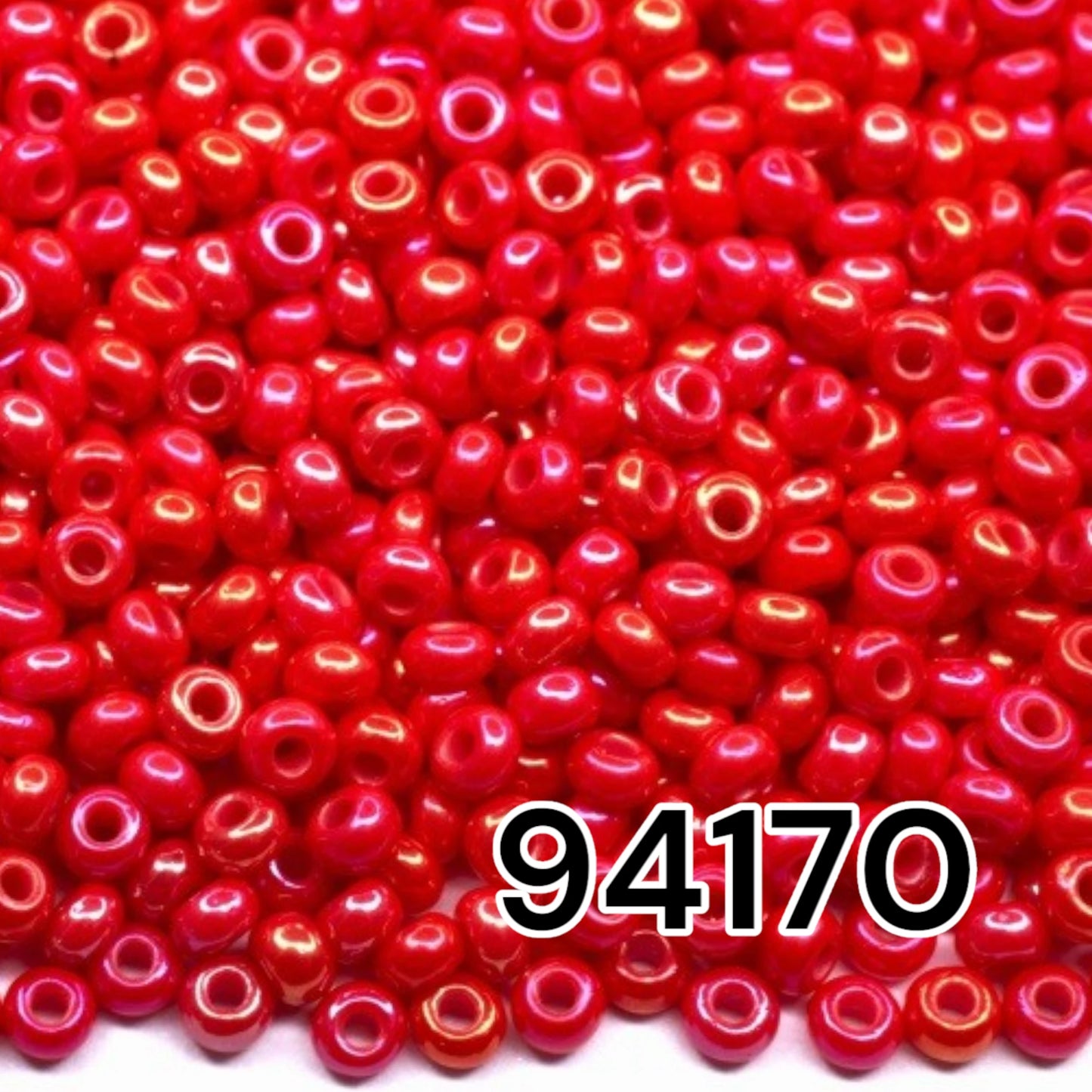 10/0 94170 Preciosa Seed Beads. Opaque rainbow red.