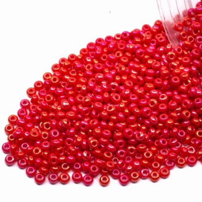 10/0 94170 Preciosa Seed Beads. Opaque rainbow red.