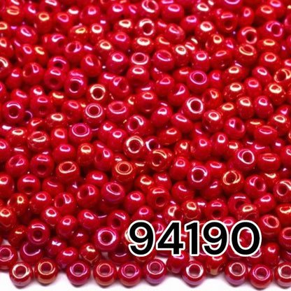 10/0 94190 Preciosa Seed Beads. Opaque rainbow red.