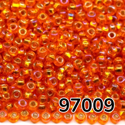 10/0 97009 Preciosa Perles de Rocaille en verre tchèque 2.3mm. Jacinthe doublée argent, arc-en-ciel.