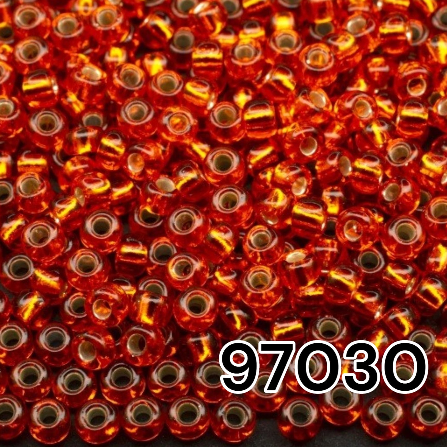 10/0 97030 Preciosa Seed Beads. Orange transparent Silver lined. - VadymShop