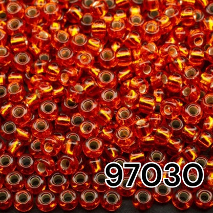 10/0 97030 Preciosa Seed Beads. Orange transparent Silver lined. - VadymShop