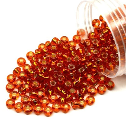 10/0 97030 Preciosa Seed Beads. Orange transparent Silver lined. - VadymShop