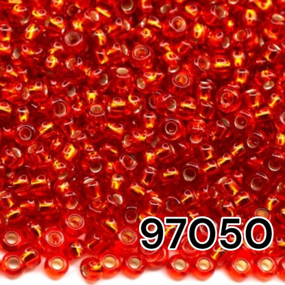 10/0 97050 Preciosa Seed Beads. Red transparent Silver lined. - VadymShop