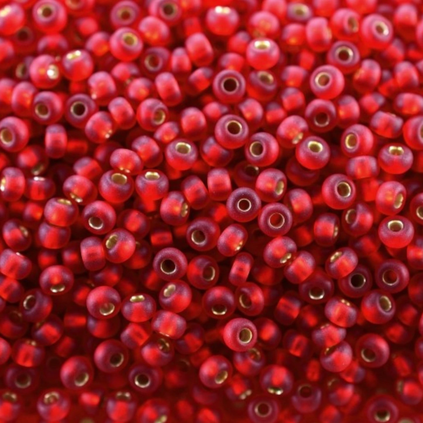 97070m Seed beads 10/0 Preciosa Ornela Rocailles Transparent matte Red- Silver Lined.