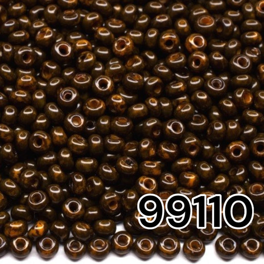 99110 Perles de rocailles tchèques PRECIOSA rondes 10/0 Travertin marron.