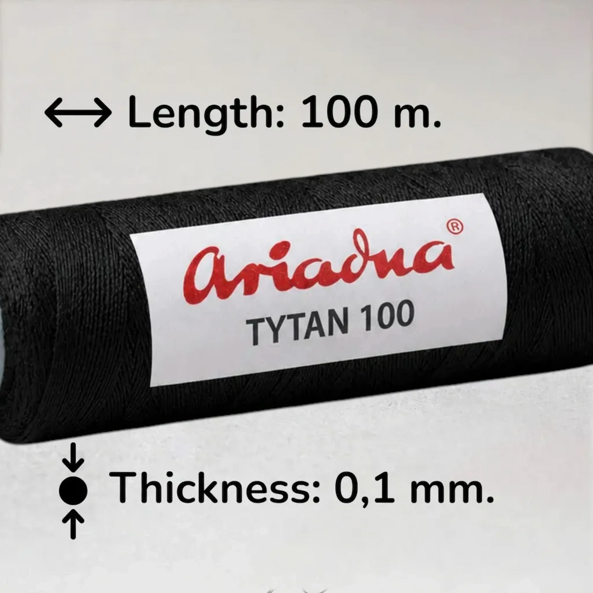 Fio para bordado com missangas, tecelagem de missangas e fabrico de joias. - Ariadna Tytan 100 Preto (2799).