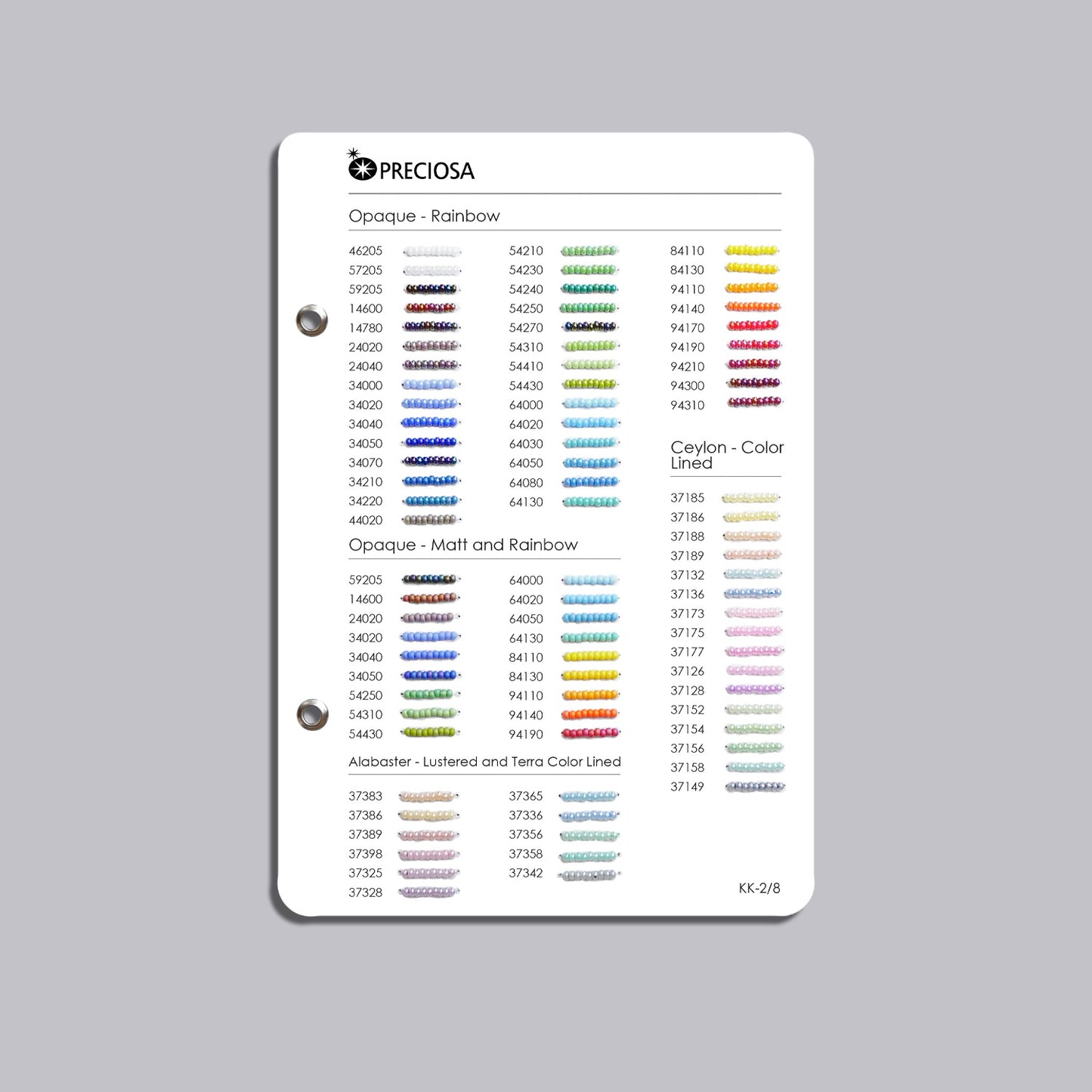 Preciosa Rocailles Perler – Farvekatalog.