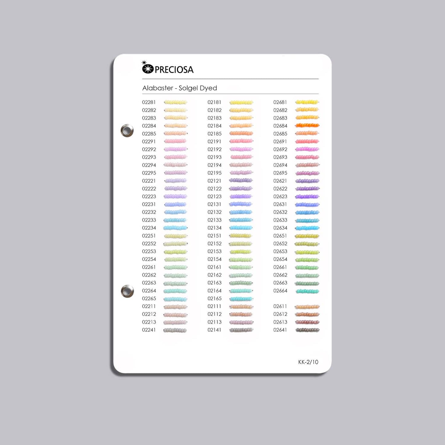 Preciosa Rocailles Perler – Farvekatalog.
