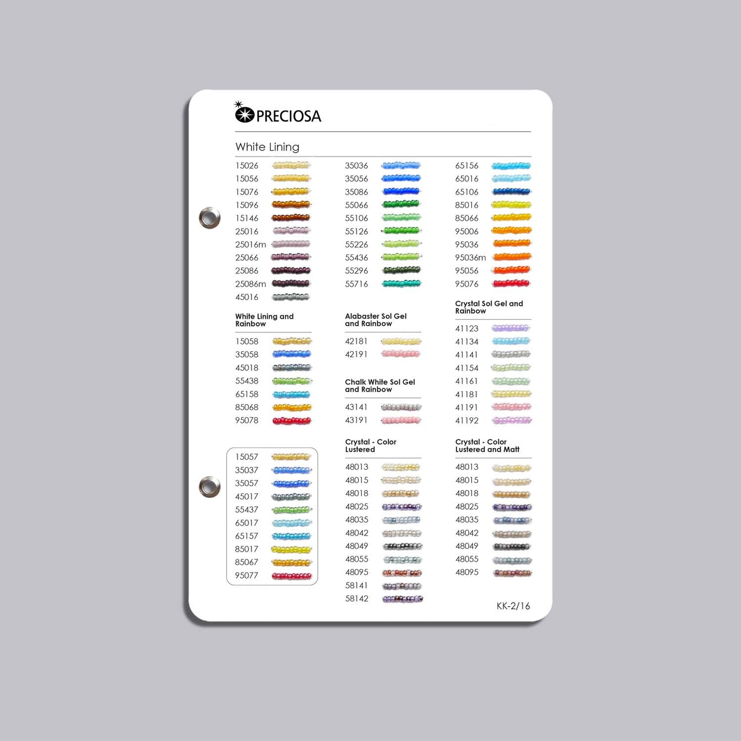 Preciosa Rocailles Perler – Farvekatalog.