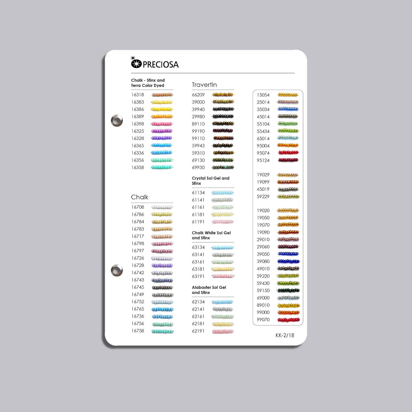 Preciosa Rocailles Perler – Farvekatalog.