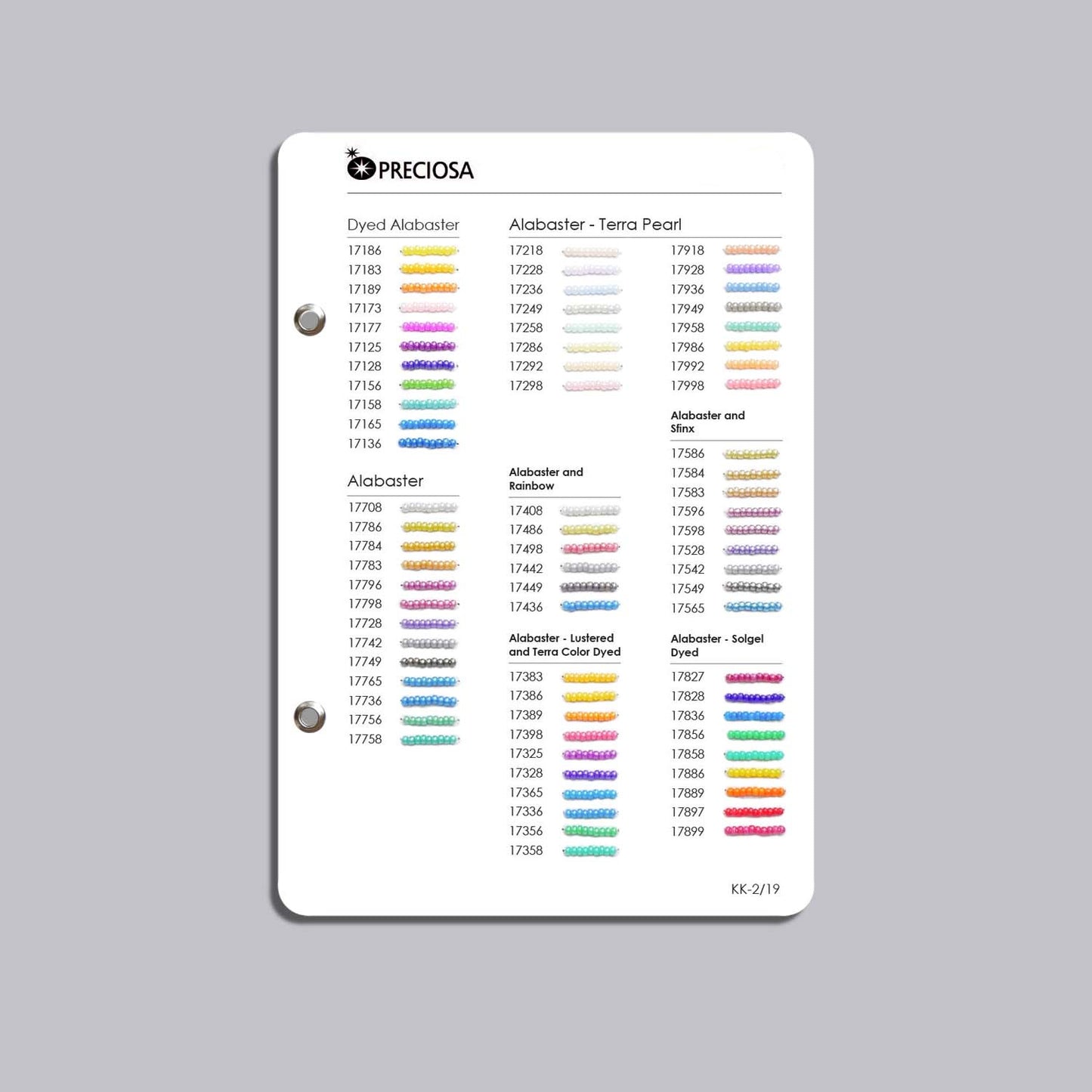 Preciosa Rocailles Perler – Farvekatalog.