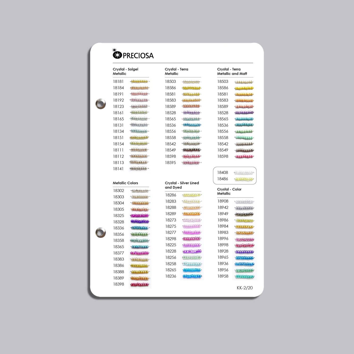 Preciosa Rocailles Perler – Farvekatalog.