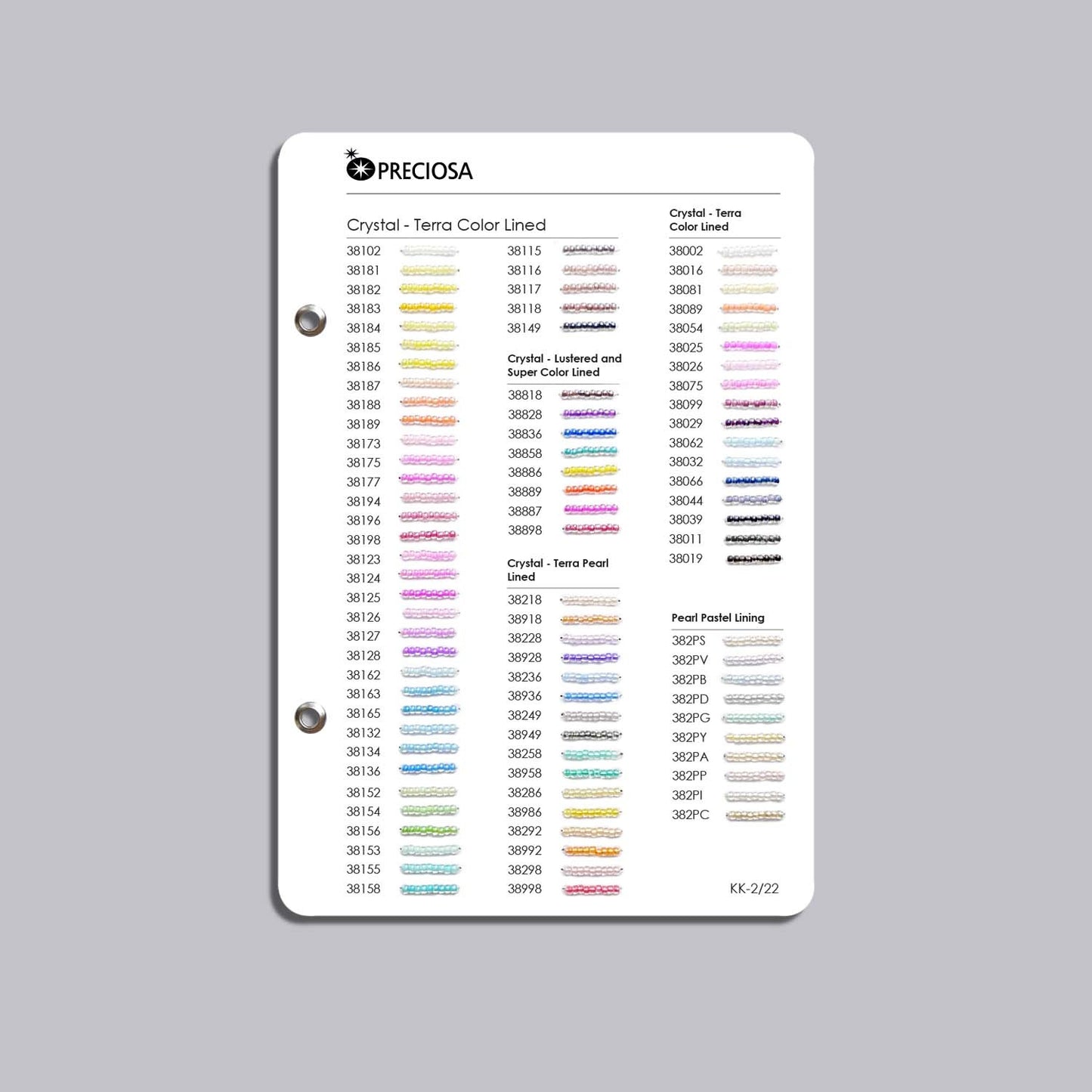 Preciosa Rocailles Perler – Farvekatalog.