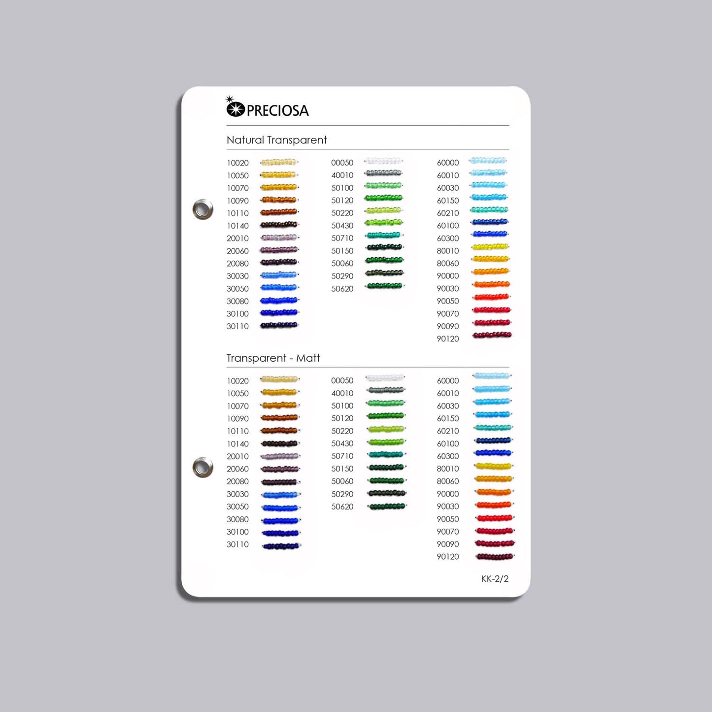 Preciosa Rocailles Perler – Farvekatalog.