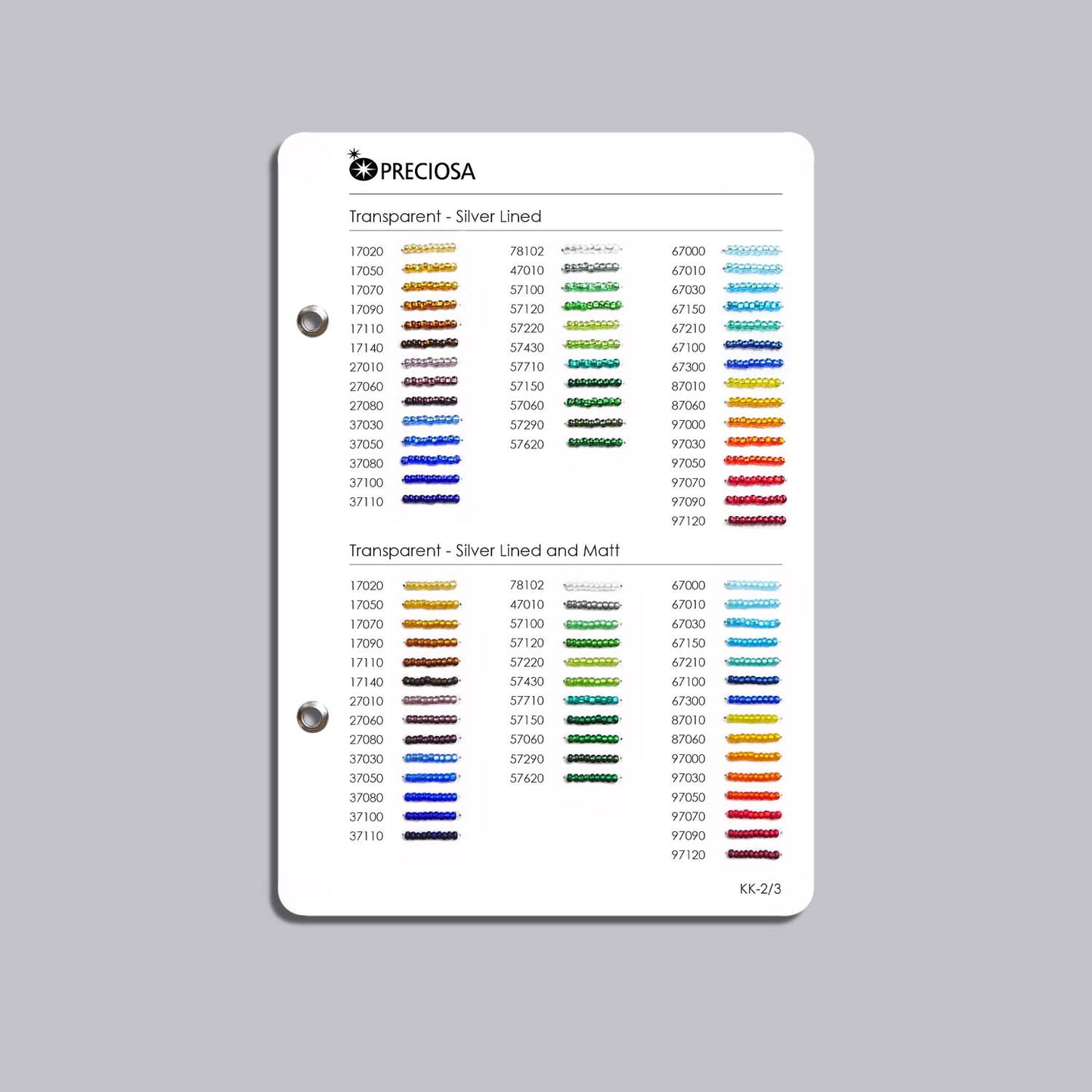 Preciosa Rocailles Perler – Farvekatalog.