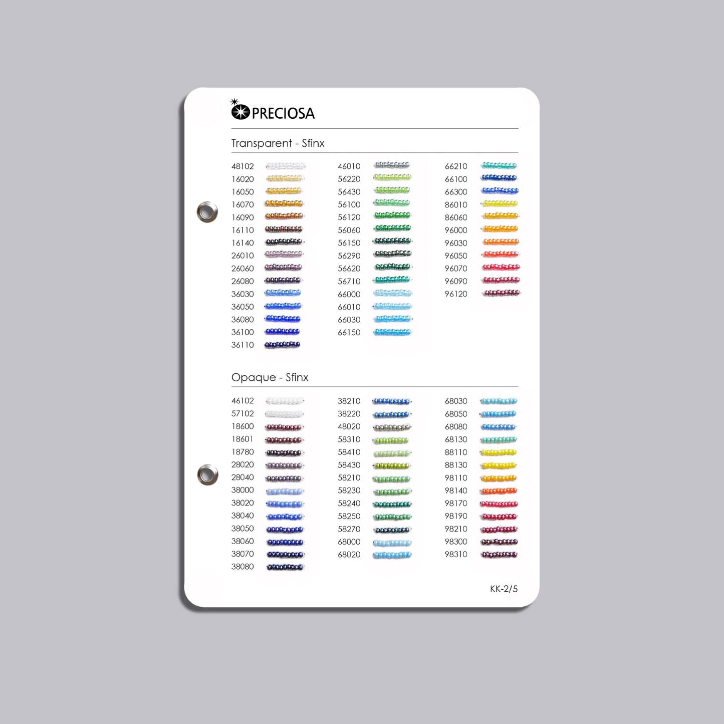 Preciosa Rocailles Perler – Farvekatalog.