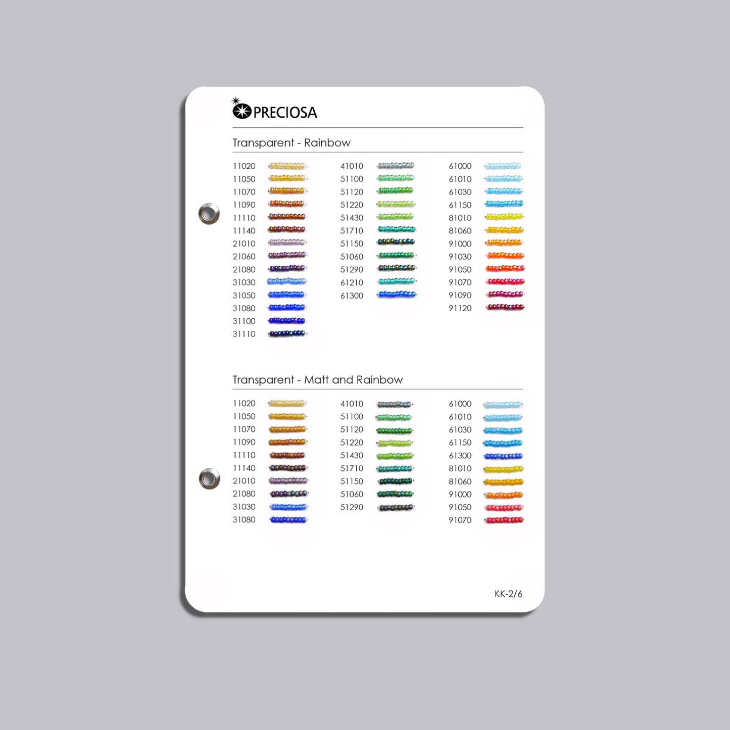 Preciosa Rocailles Perler – Farvekatalog.