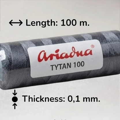 Hilo para bordado con cuentas, tejido de cuentas y elaboración de joyas. - Ariadna Tytan 100 gris oscuro (2680).