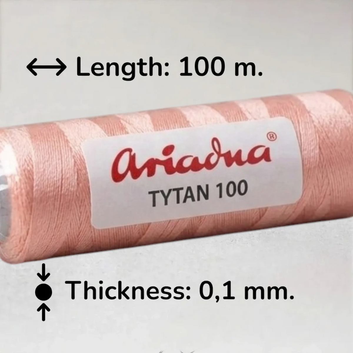 Fio para bordado com missangas, tecelagem com missangas e fabrico de joias. - Ariadna Tytan 100 pêssego (2637)