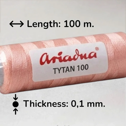 Fio para bordado com missangas, tecelagem com missangas e fabrico de joias. - Ariadna Tytan 100 pêssego (2637)