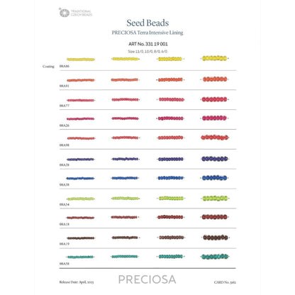 6/0 08A91 Preciosa Czech Glass Seed Beads Rocailles 4.1mm. Crystal terra intensive orange lining.