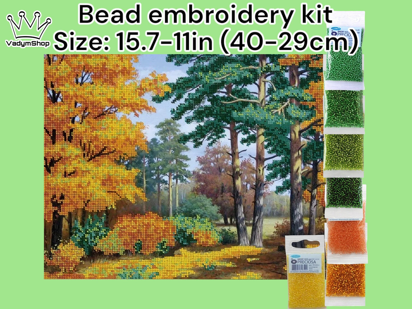 DIY Bead embroidery kit "Autumn in the forest". - VadymShop