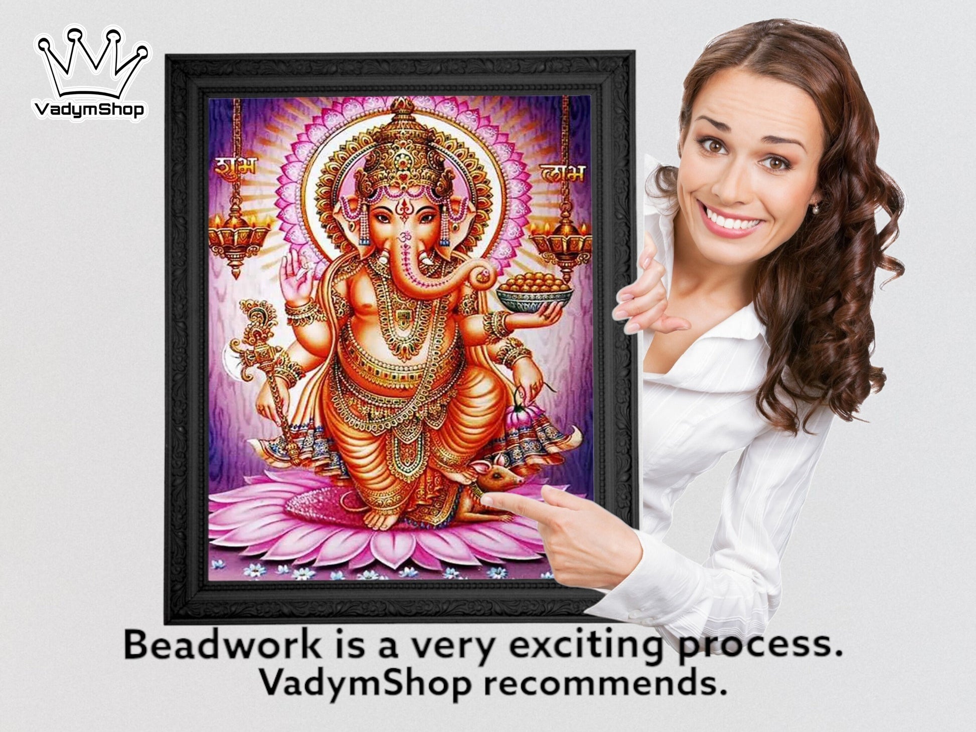 DIY Bead embroidery kit  "Golden Ganesha". Size: 11.8 - 15.8 in (30 - 40cm) - VadymShop
