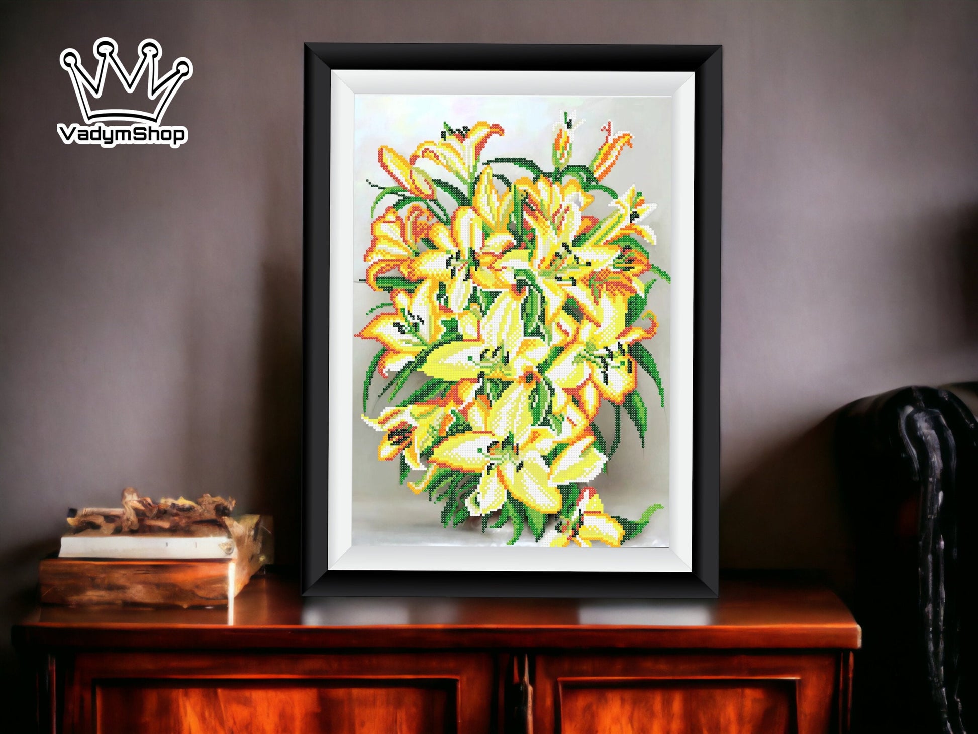 DIY Bead embroidery kit  "Yellow lilies". - VadymShop