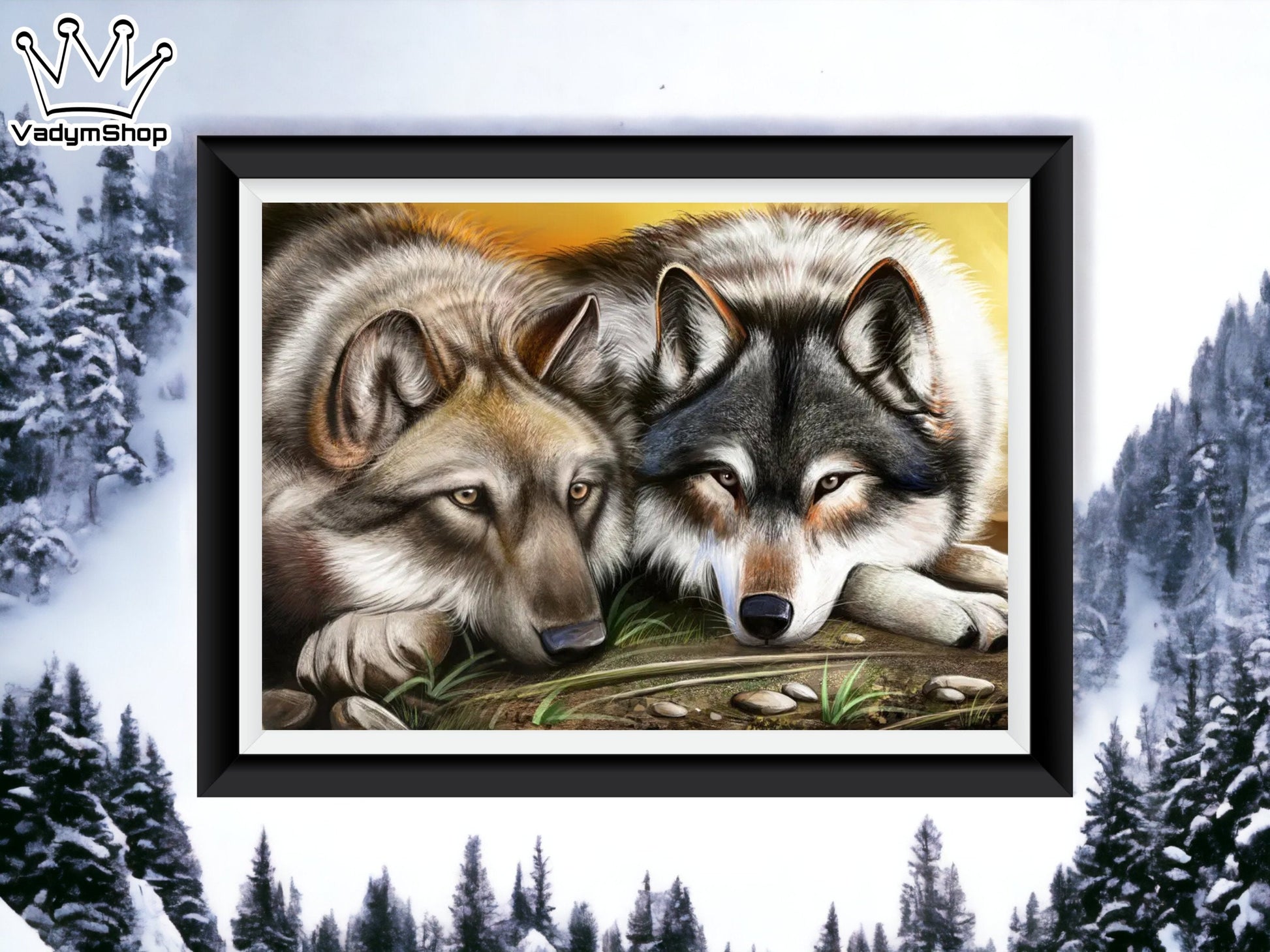 DIY Bead embroidery kit  "Wolves loyalty". - VadymShop