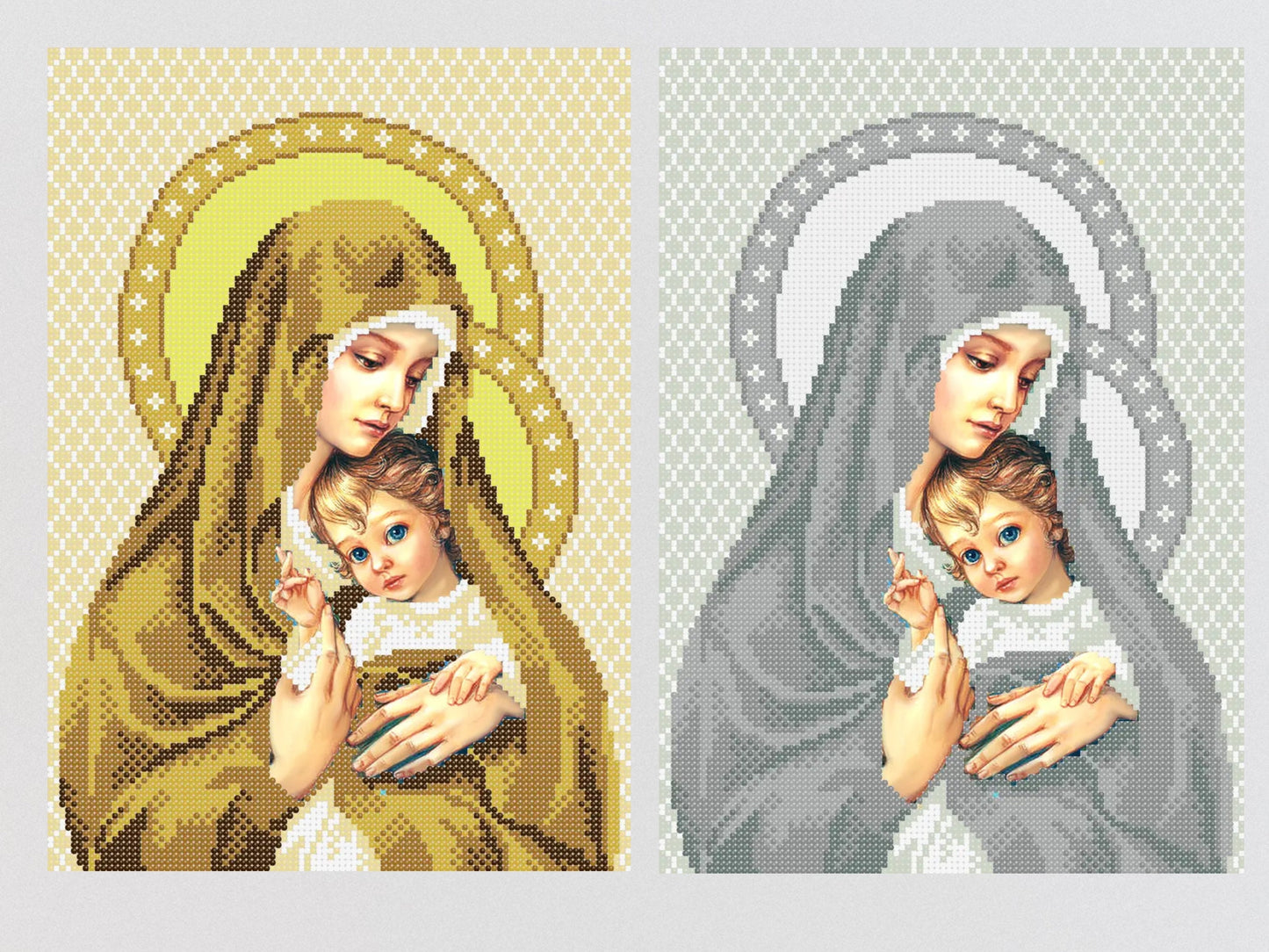 DIY Bead embroidery kit  "Holy Madonna and Child". Size: 8.7 - 12.2 in (22 - 31cm) - VadymShop