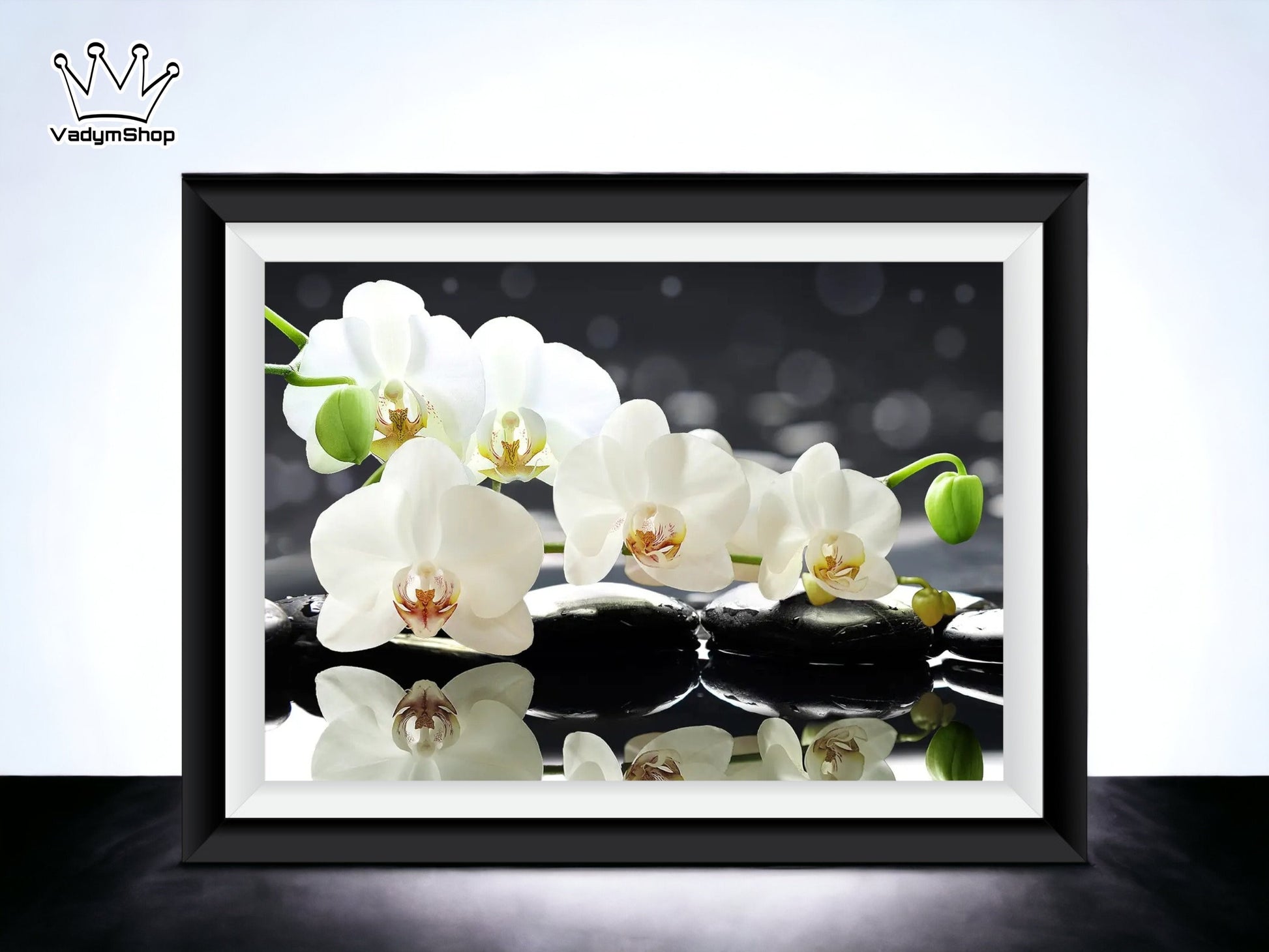 DIY Bead embroidery kit  "White orchid". - VadymShop