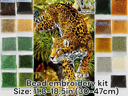 DIY Bead embroidery kit "Predator Tigers". Size: 11.8-18.5" (30-47cm) - VadymShop