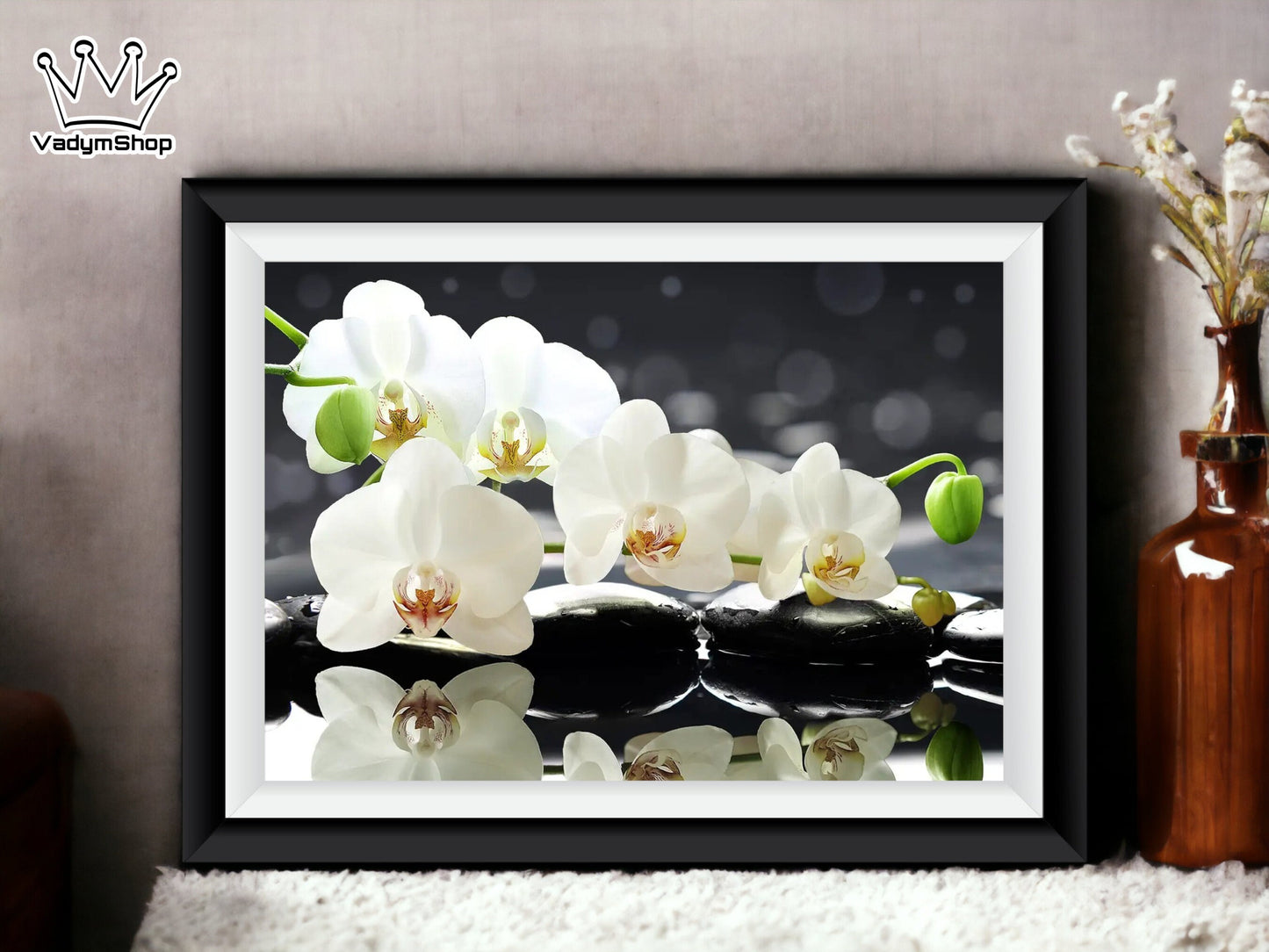 DIY Bead embroidery kit  "White orchid". - VadymShop