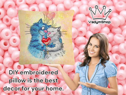 Pillow Embroidery Kit - DIY Bead Craft for a Charming Home Decor - VadymShop