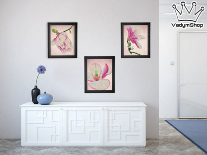 DIY Bead embroidery kit flowers "Magnolia". Size: 5.5-6.7in / 14-17cm (one picture) - VadymShop