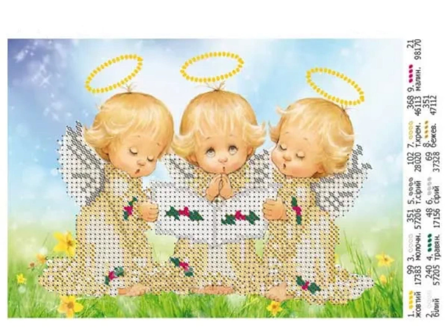 Small Bead embroidery kit "Сhoir of angels". Size: 6.7-5.5 in (17-14cm) - VadymShop