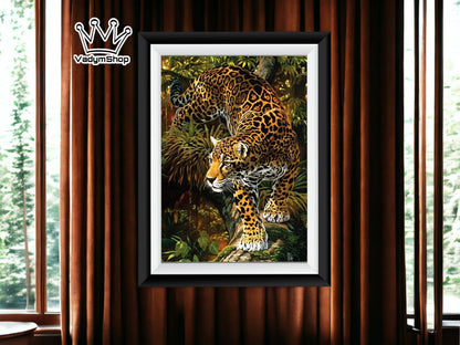 DIY Bead embroidery kit "Predator Tigers". Size: 11.8-18.5" (30-47cm) - VadymShop