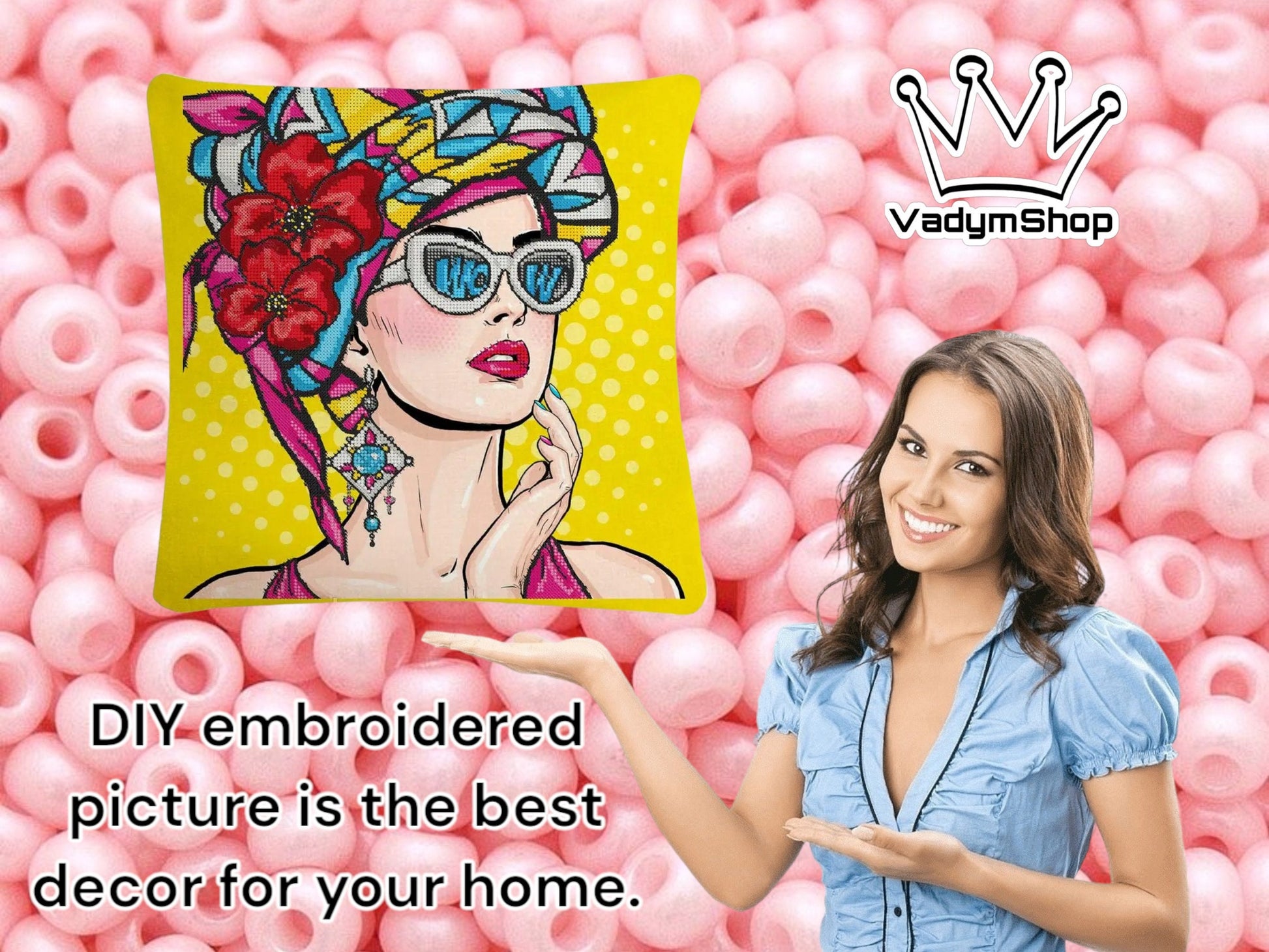 Handmade Pillow Bead Embroidery Kit: Unleash Your Creativity - VadymShop